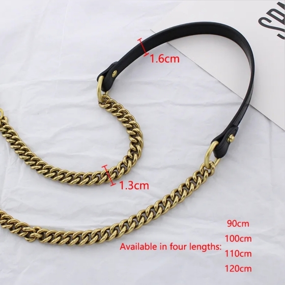 Luxury Designer Chain Leather Bag Strap - Picture 2 of 5